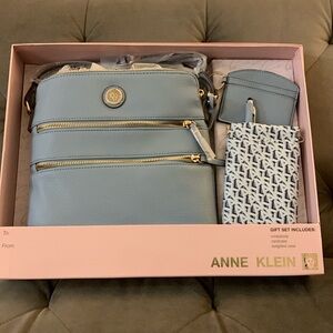 Anne Klein 3 piece set.  Crossbody, card case and eyeglass case